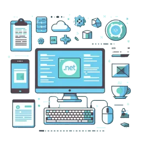 Imagem abstrata mostrando uma tela com a linguagem de programação .NET nela